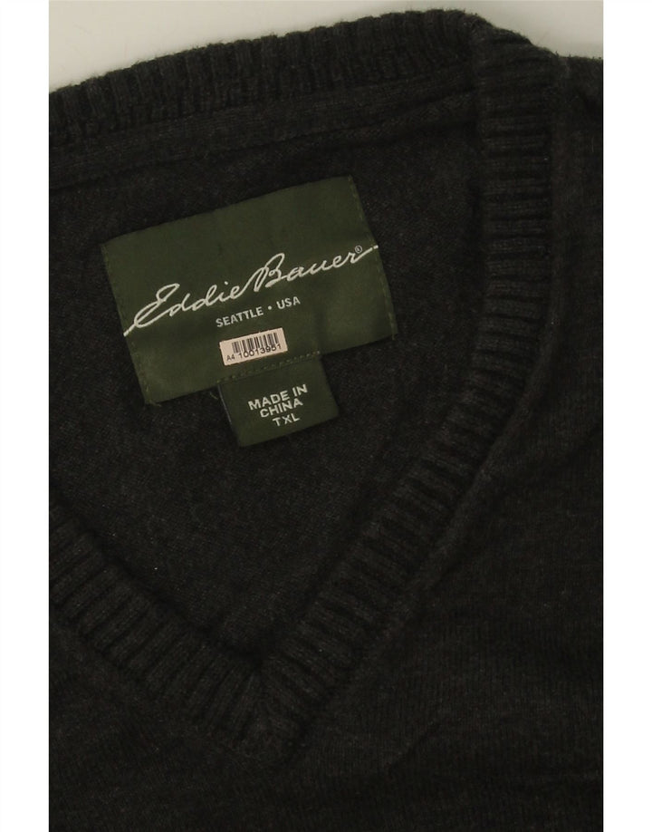 EDDIE BAUER Mens V-Neck Jumper Sweater XL Grey Vintage Eddie Bauer and Second-Hand Eddie Bauer from Messina Hembry 