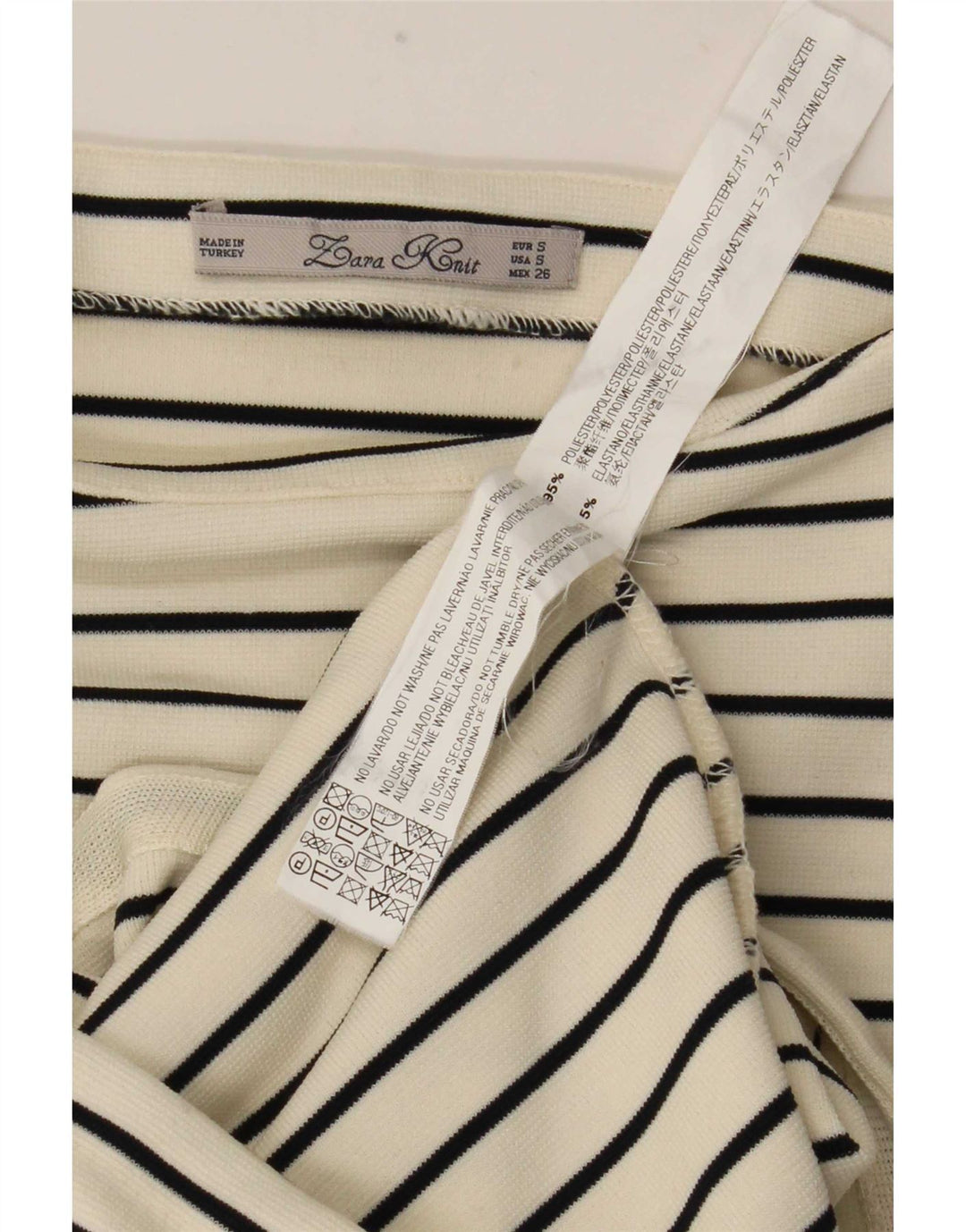 Vestido maxi feminino sem mangas Zara UK 10 pequeno poliéster listrado branco