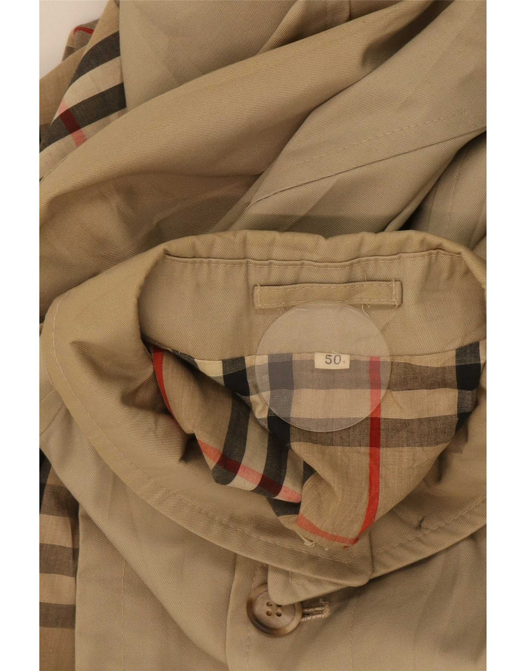 Trench Coat Vintage Masculino IT 50 Grande Poliéster Bege