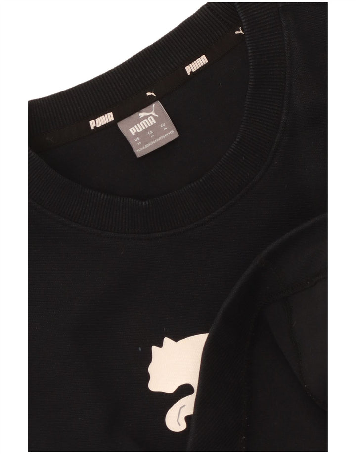 Puma feminino gráfico crop moletom jumper UK 14 médio preto