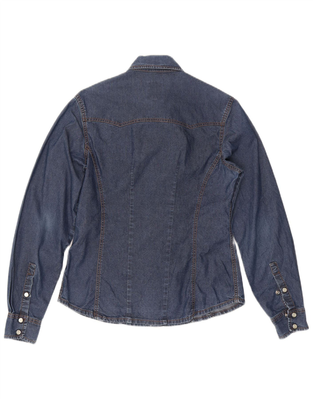 Camisa jeans feminina BOOSLEY Reino Unido 12 algodão azul médio