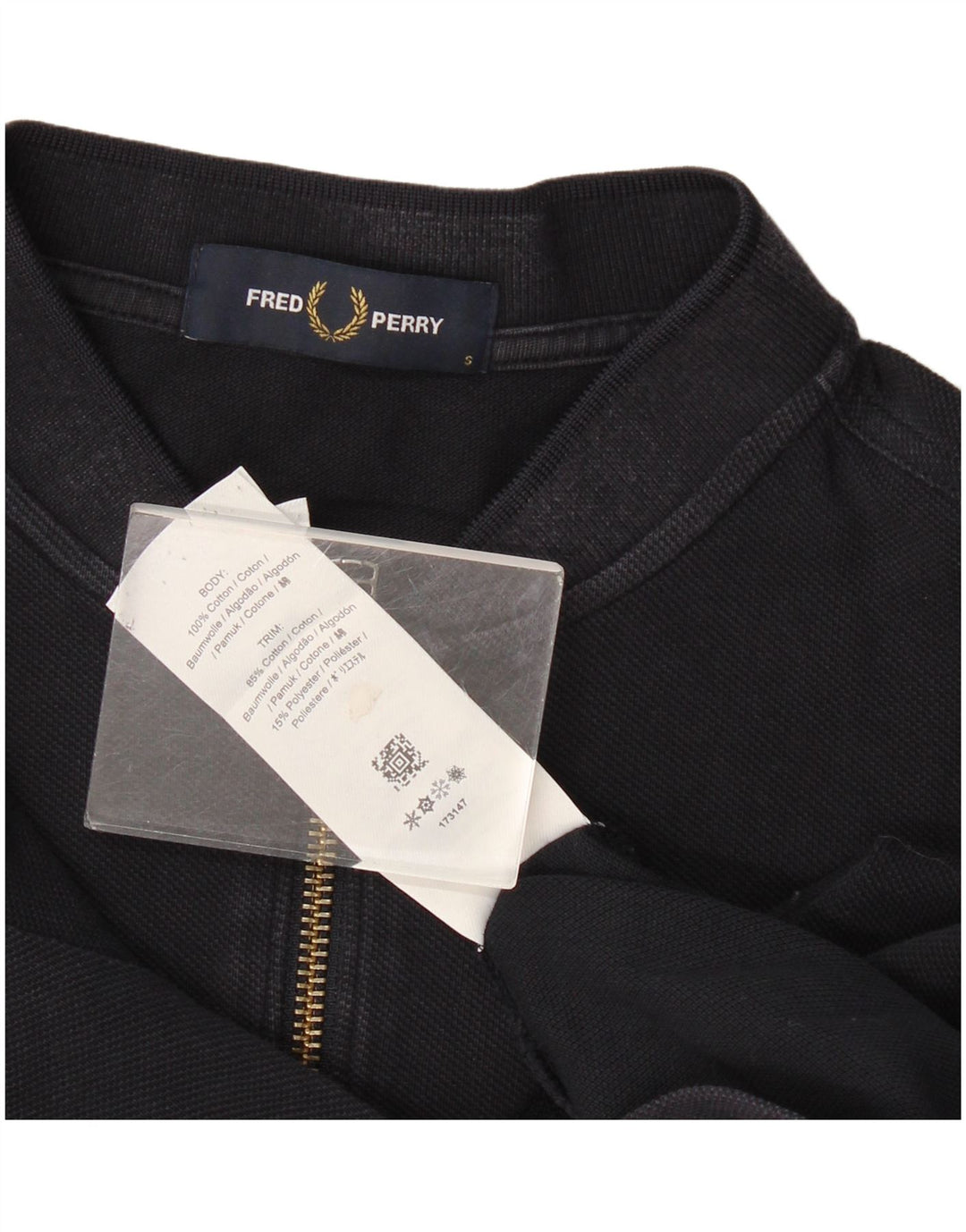 Camisa polo masculina Fred Perry pequena azul marinho de algodão colorblock