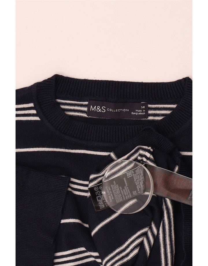 Suéter feminino Marks & Spencer com gola redonda Reino Unido 14 médio azul marinho