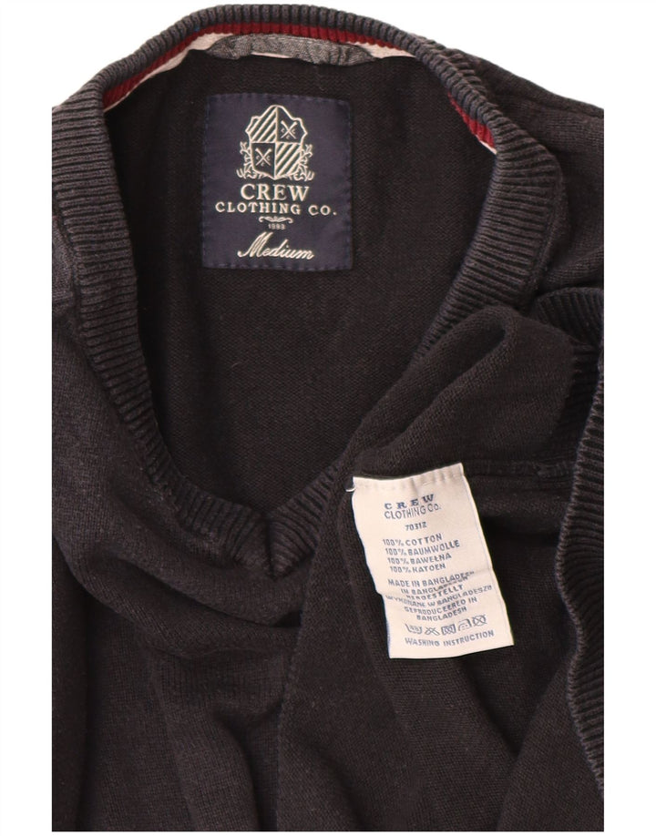 CREW CLOTHING Suéter masculino com decote em V, algodão preto médio