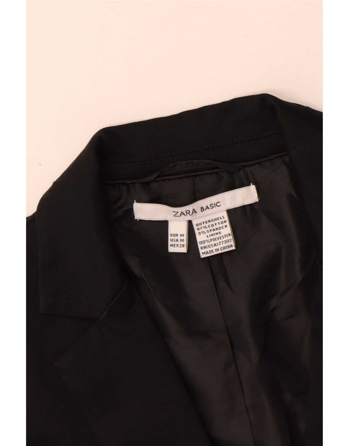 Jaqueta blazer feminina Zara com 1 botão Reino Unido 12 algodão preto médio