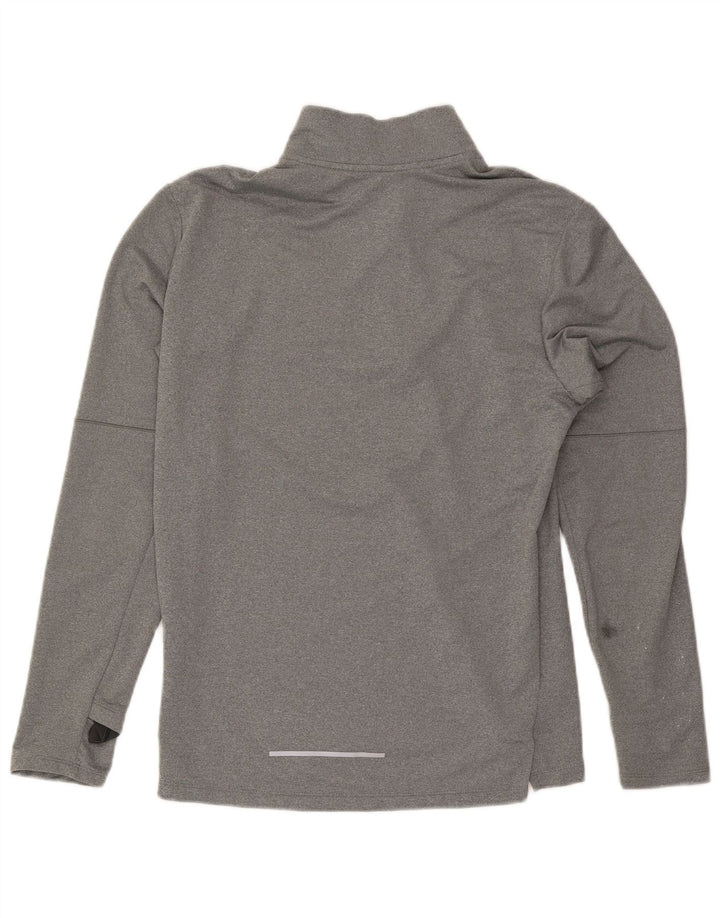 Pulôver masculino Nike Dri Fit com decote em zíper, blusa de treino pequena cinza poliéster