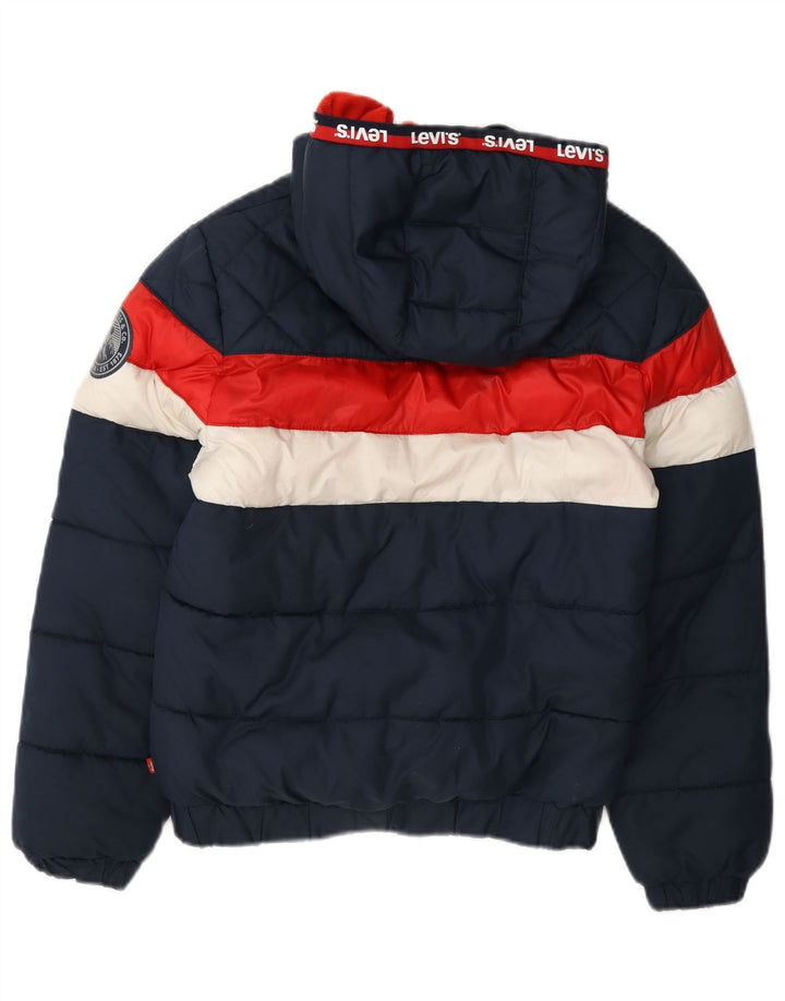 Jaqueta acolchoada com capuz gráfico Levi's Boys 11-12 anos azul marinho colorblock