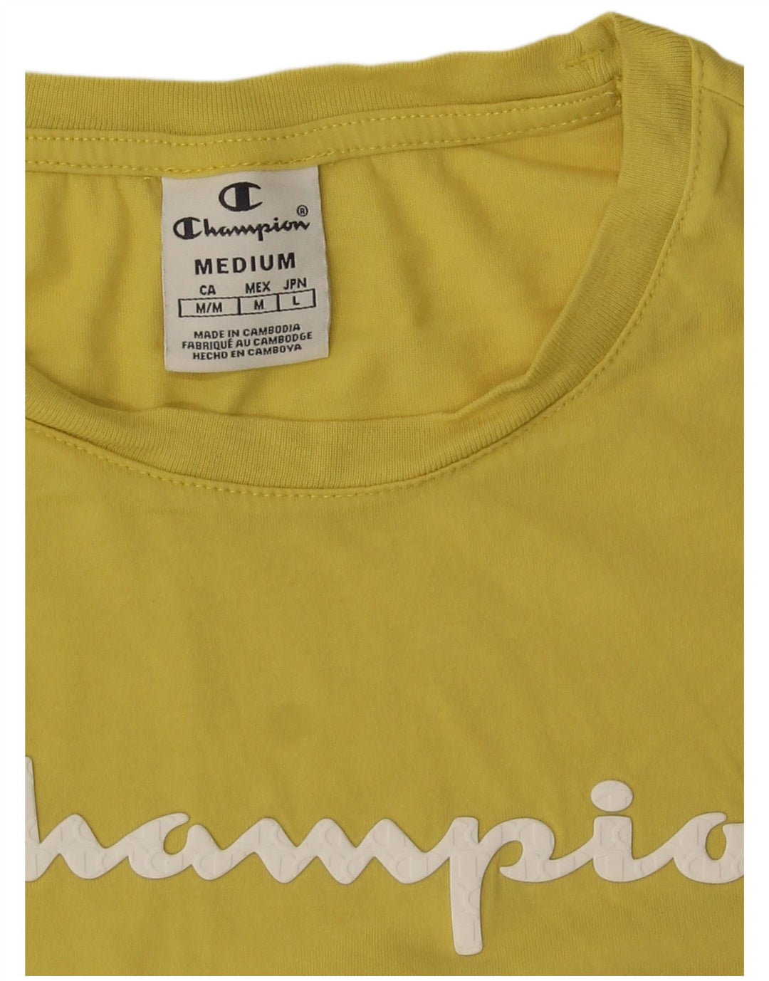 Camiseta feminina estampada Champion UK 12 amarelo médio
