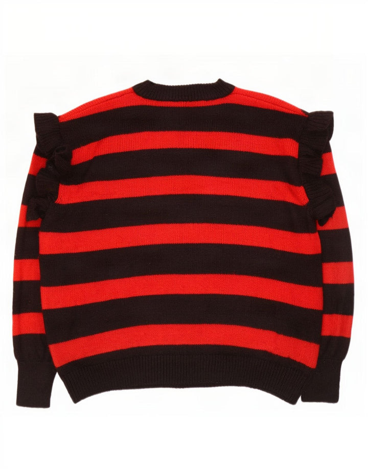 Suéter feminino Zara com gola canoa grande e listrado preto médio Reino Unido 14