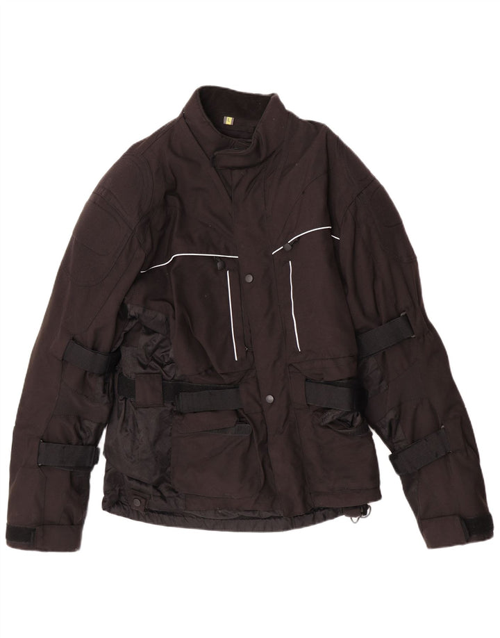 Jaqueta vintage masculina acolchoada Racer UK 40 grande poliamida preta