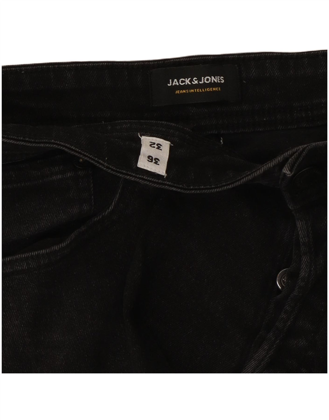 Jack & Jones Masculino GLENN Slim Jeans W36 L32 Algodão Preto