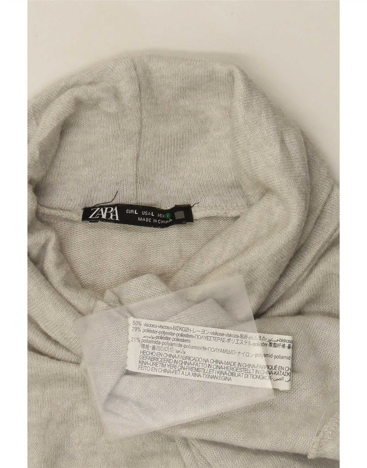 Top feminino Zara manga comprida UK 14 grande viscose manchada cinza