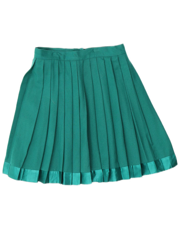Faca de cintura alta feminina vintage saia plissada IT 46 grande W28 lã verde