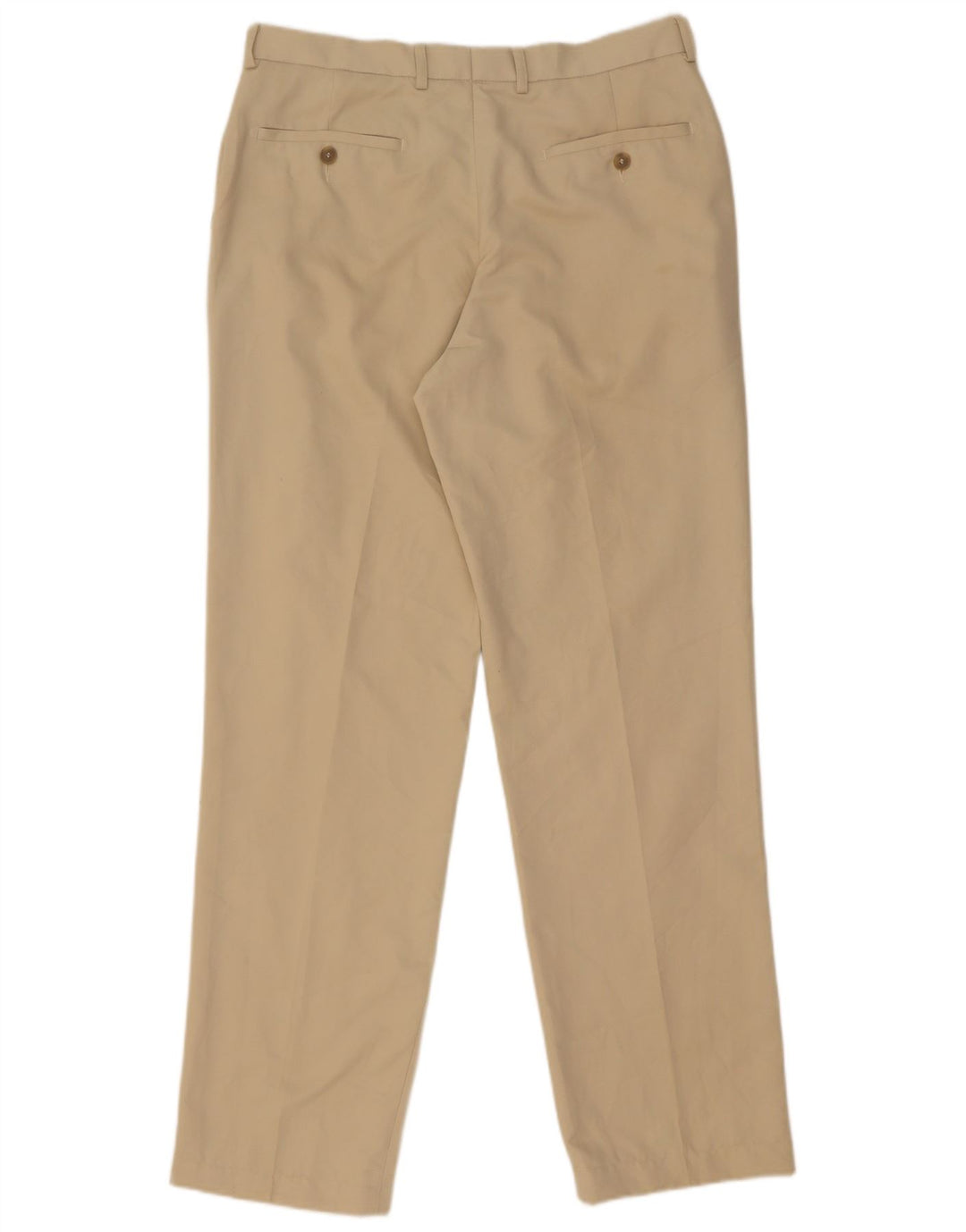 Calça chino reta masculina Marks & Spencer W34 L33 poliéster bege