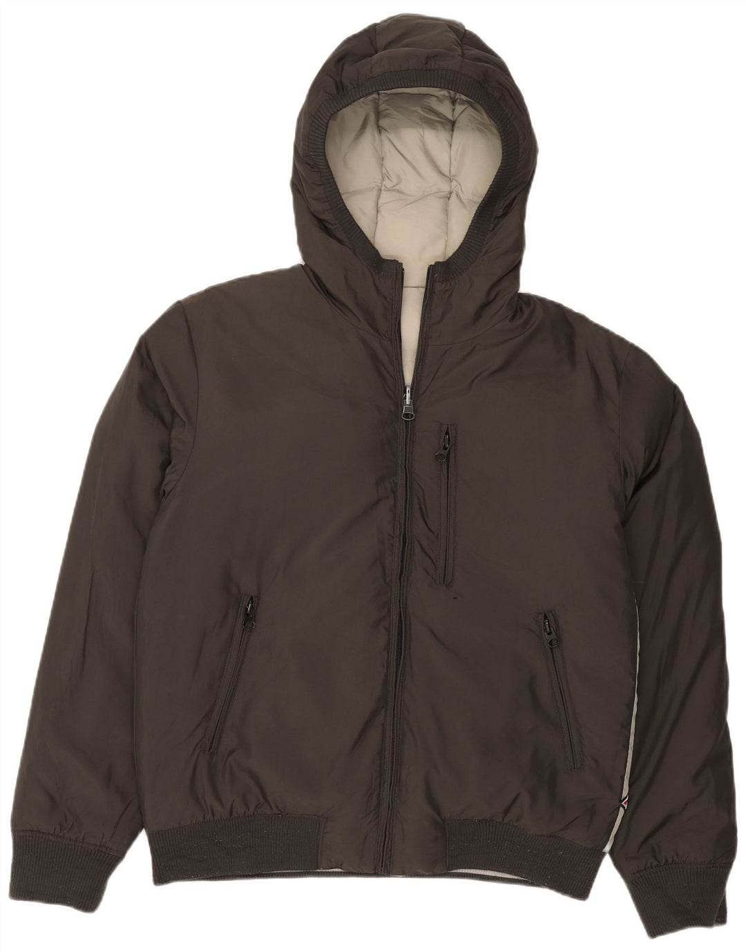 Jaqueta masculina acolchoada reversível com capuz Bear UK 40 grande poliamida cinza