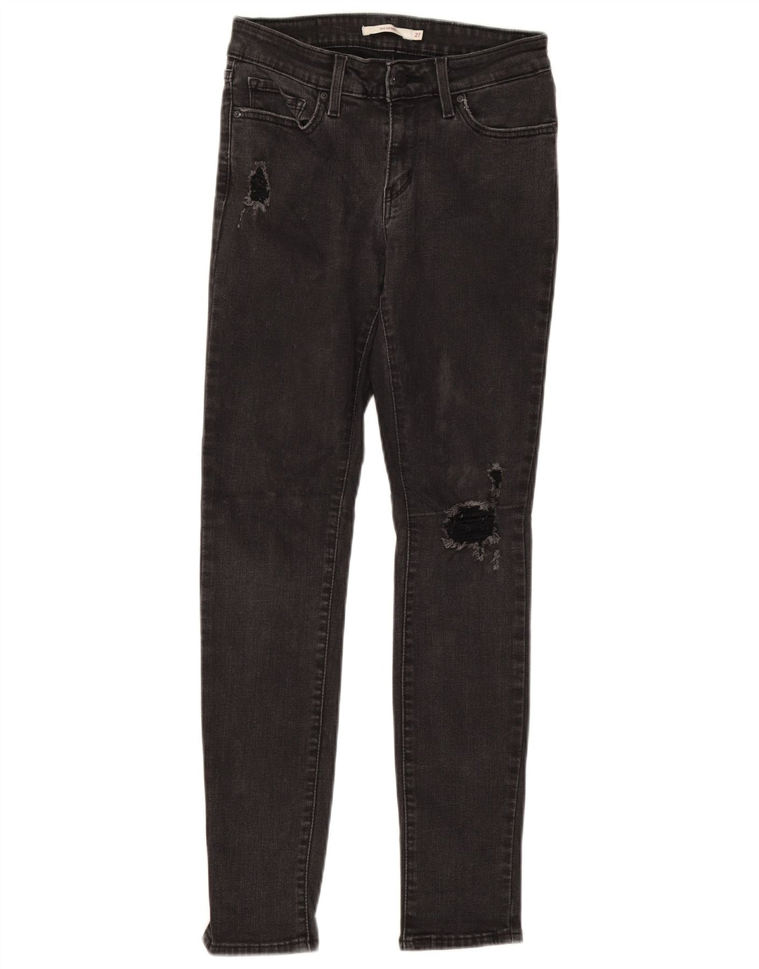 Levi's Womens 711 Distressed Skinny Jeans W27 L30 Grey Cotton