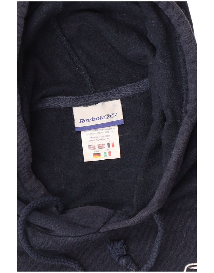 Jumper feminino com capuz grande REEBOK Reino Unido 16 grande algodão azul marinho