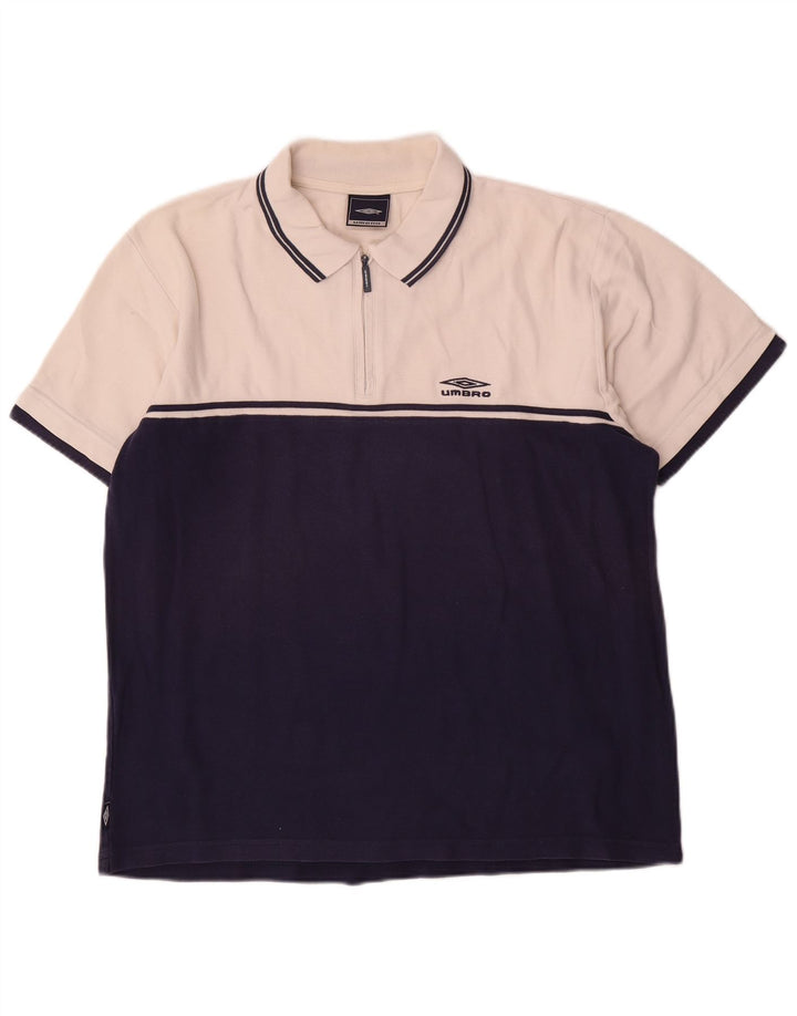 Camisa polo masculina Umbro médio branco colorblock algodão