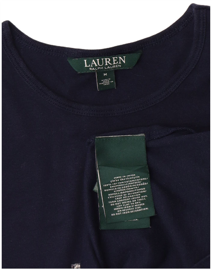 Camiseta feminina Ralph Lauren com estampa gráfica Reino Unido 12 algodão azul marinho médio