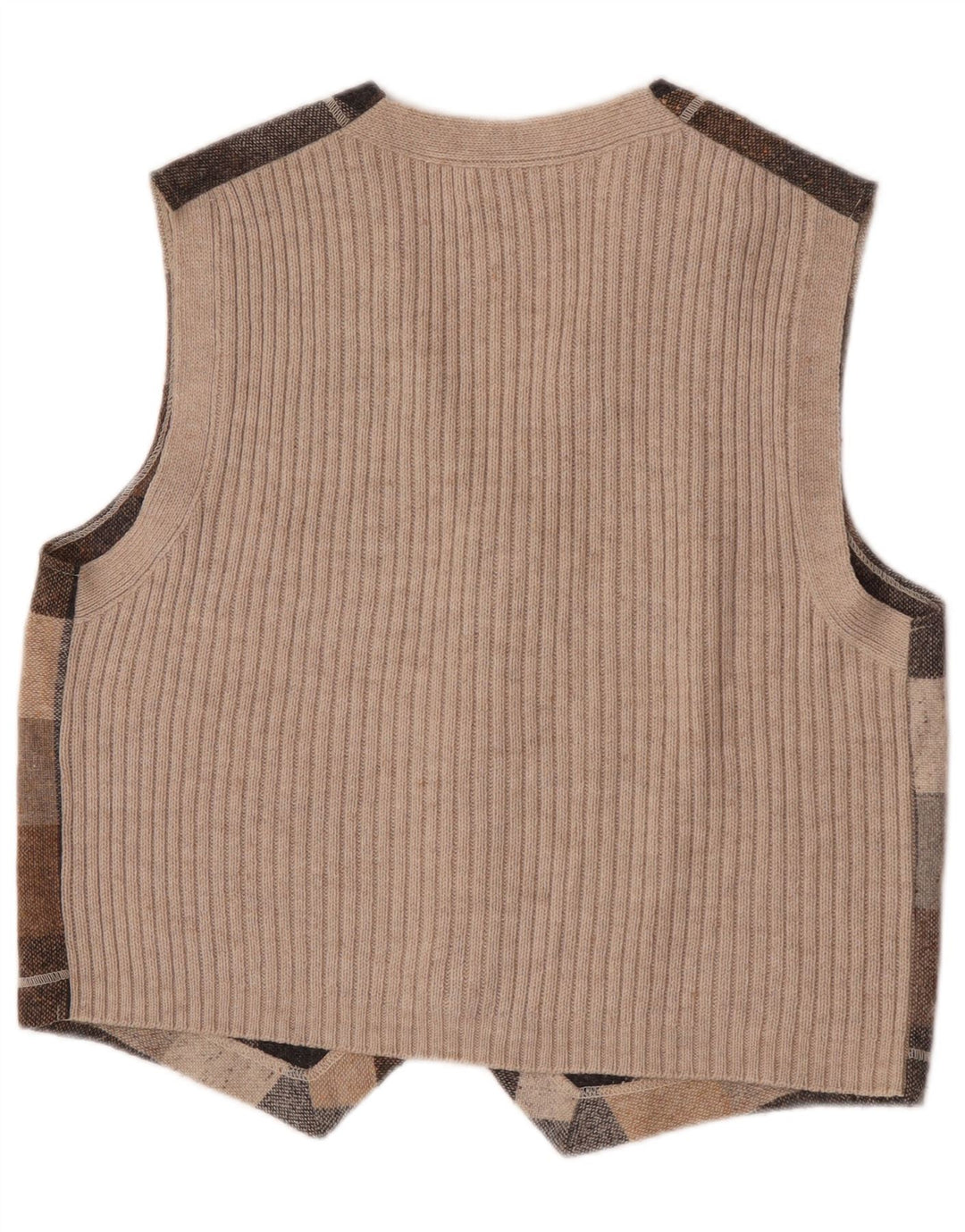 Colete masculino vintage grande bege xadrez acrílico