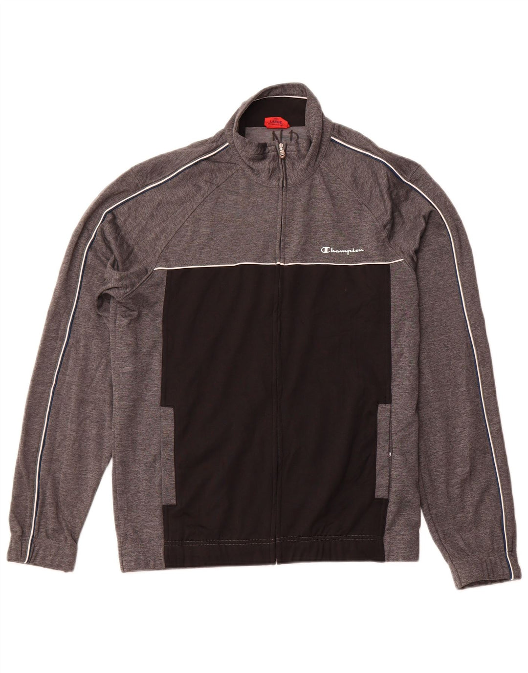 CHAMPION Mens Treino Top Jaqueta Grande Poliéster Colourblock Cinza