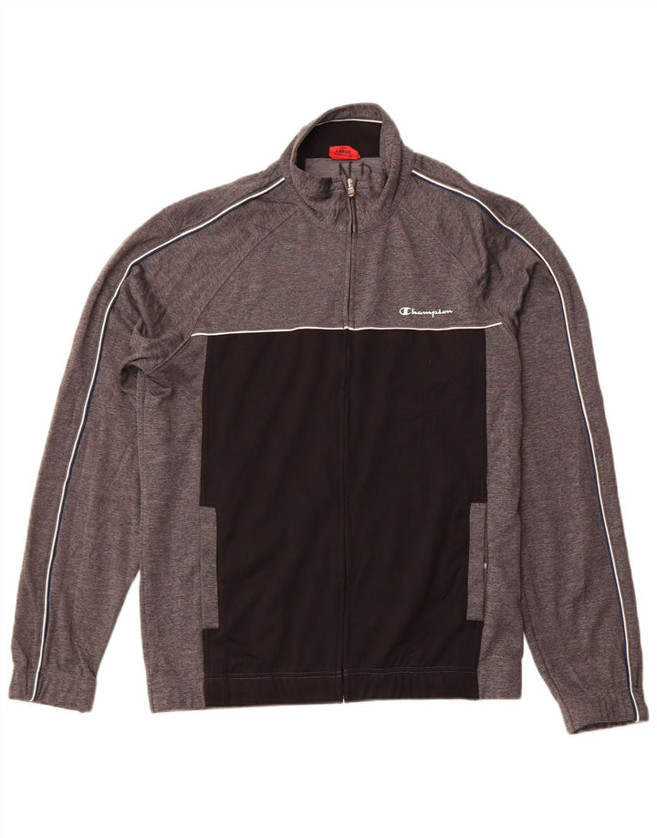 CHAMPION Mens Treino Top Jaqueta Grande Poliéster Colourblock Cinza