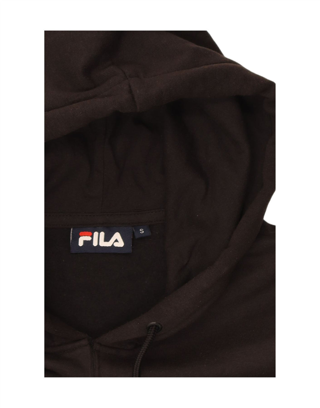 FILA Suéter com capuz gráfico masculino pequeno preto
