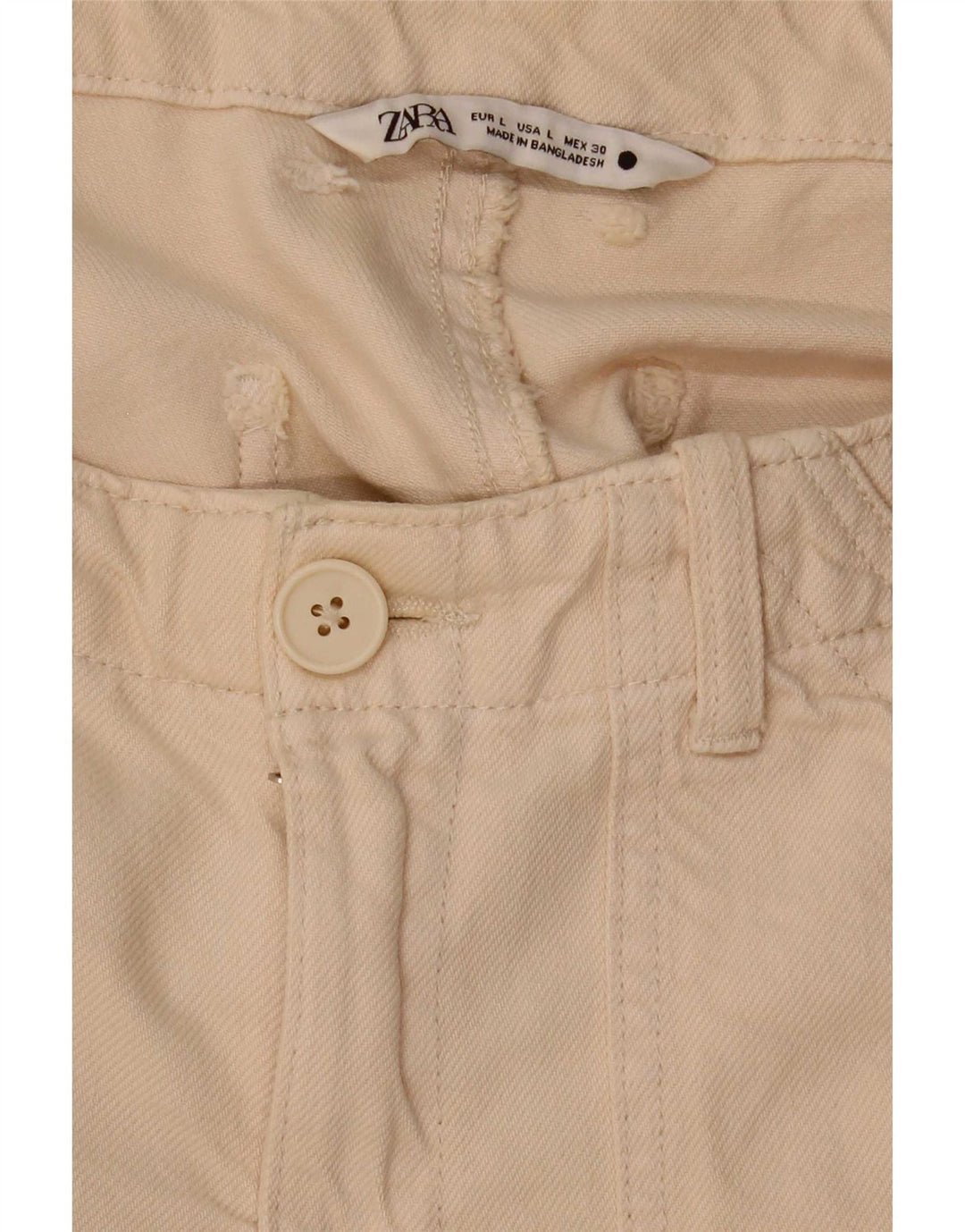Calça jeans reta feminina Zara grande W30 L27 bege
