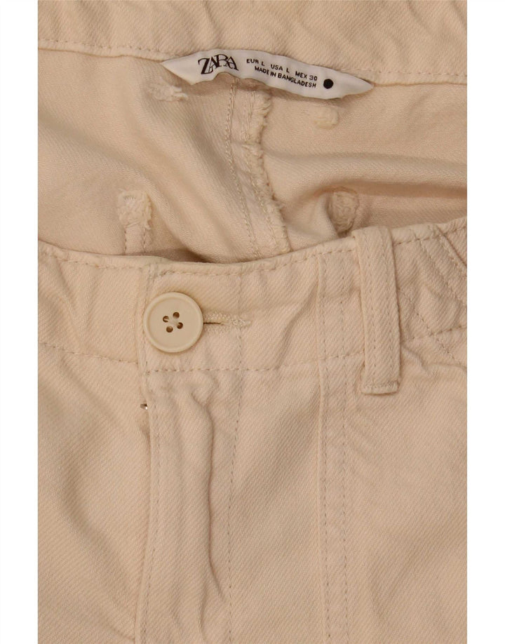 Calça jeans reta feminina Zara grande W30 L27 bege