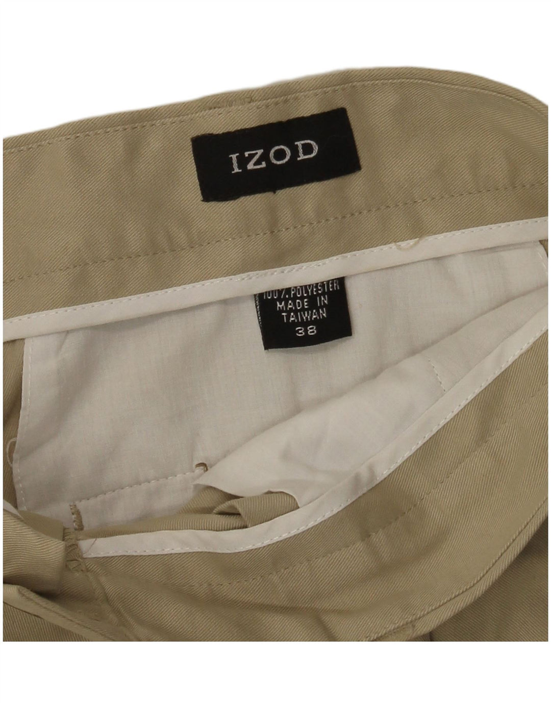 Izod Mens Chino Shorts W38 XL Poliéster Bege