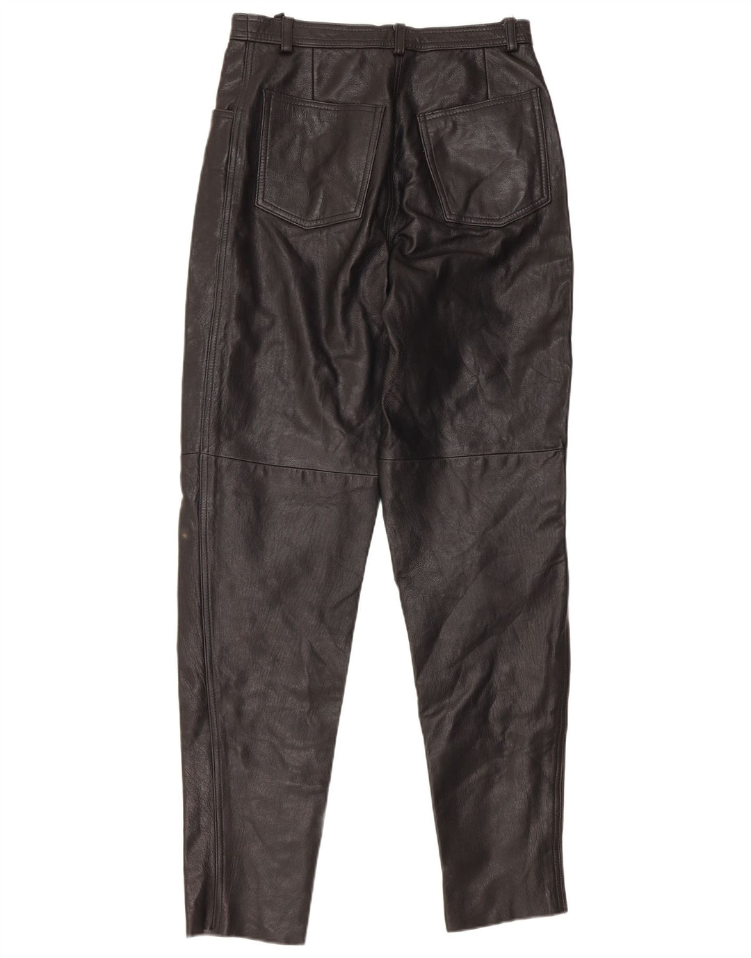 Calça feminina VINTAGE de cintura alta IT 46 grande W28 L32 couro preto