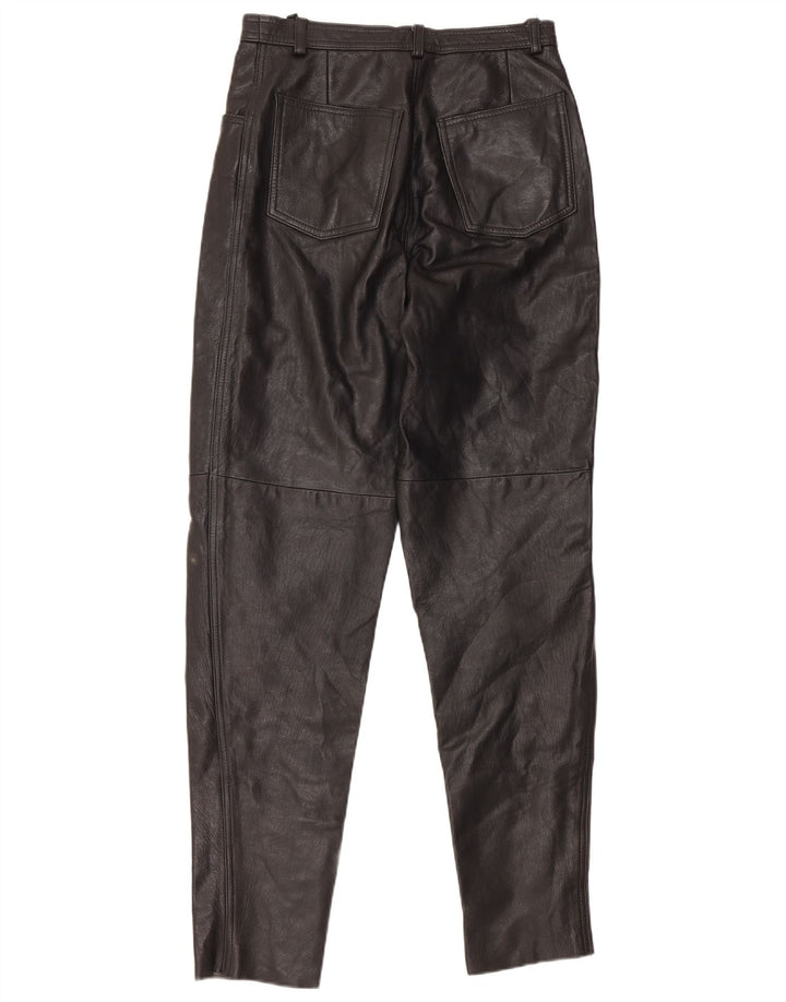 Calça feminina VINTAGE de cintura alta IT 46 grande W28 L32 couro preto