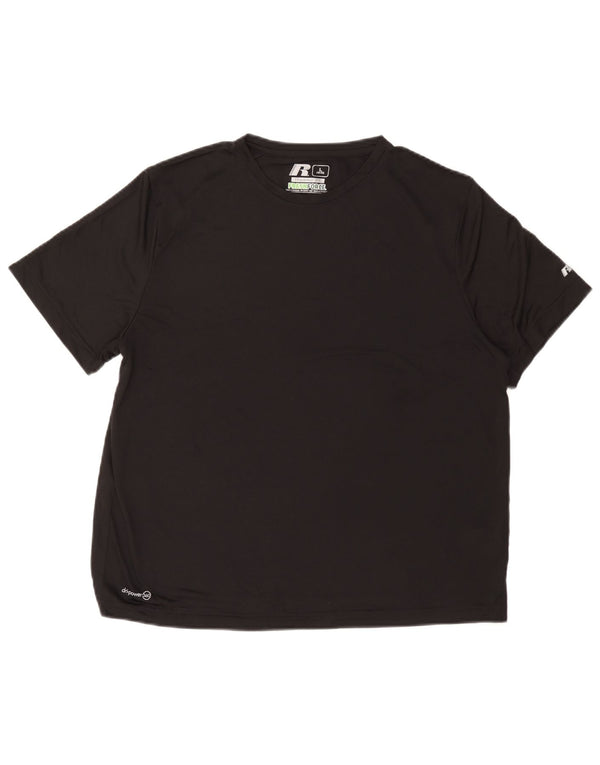 Russell Athletic Mens T-Shirt Top Large Black Polyester Sports