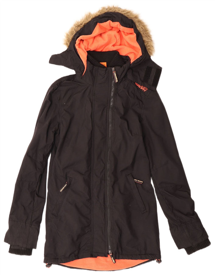 Jaqueta Parka Feminina Superdry com Capuz UK 2 2XS Preto