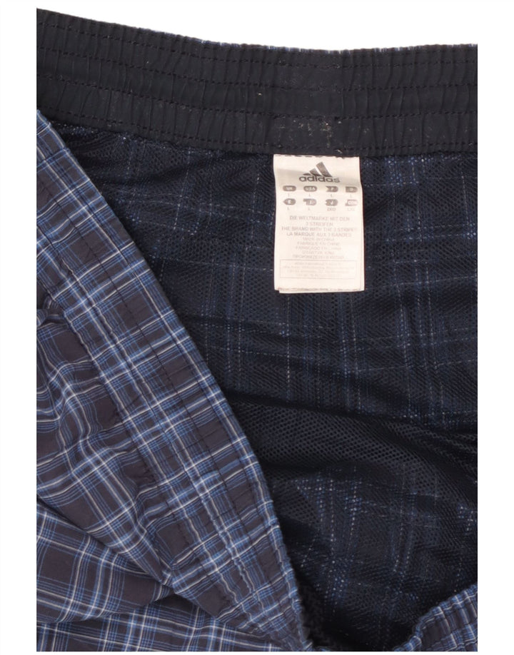 Shorts de natação masculinos Adidas grande poliéster xadrez azul