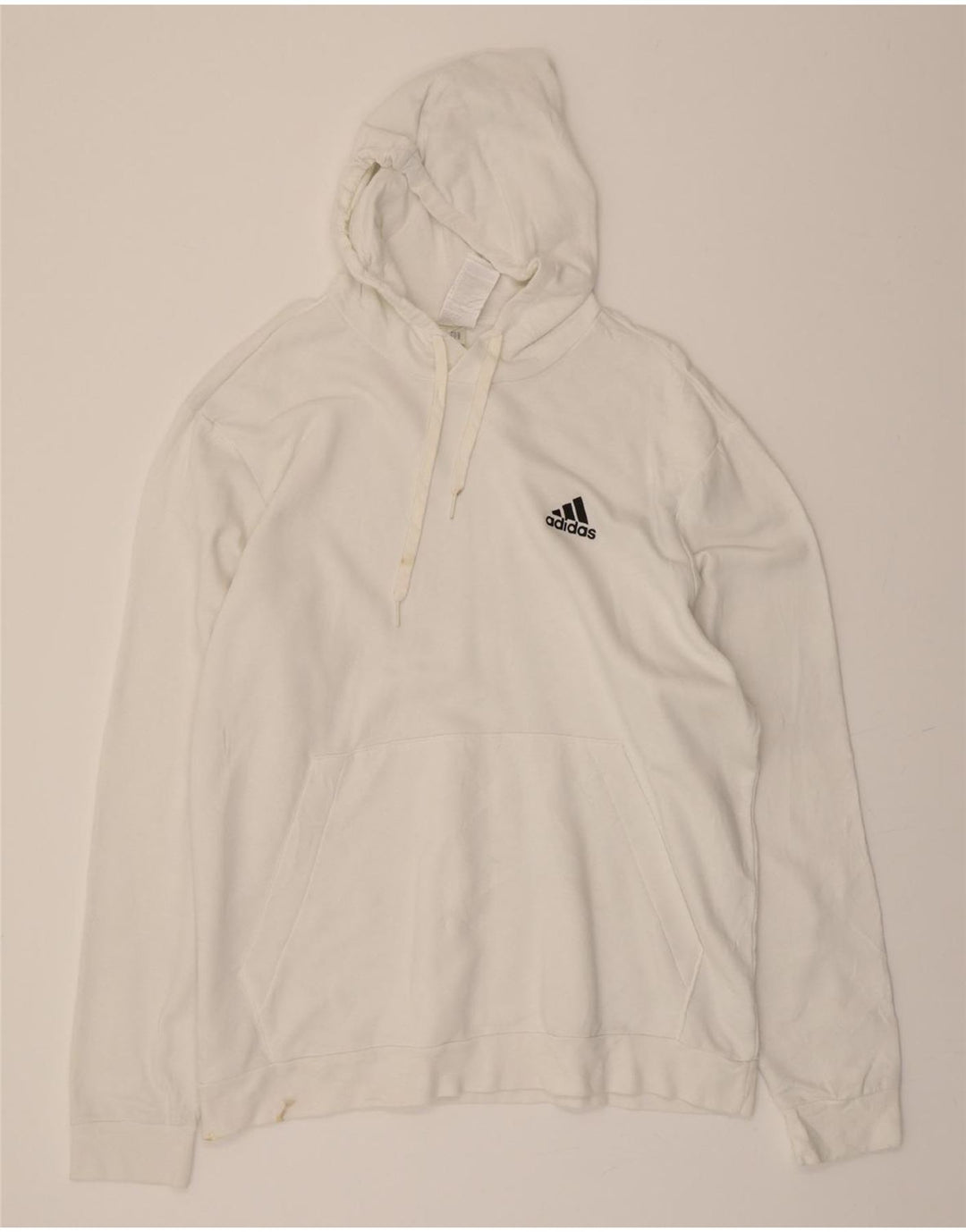 ADIDAS Mens Hoodie Jumper XL White Cotton Vintage Adidas and Second-Hand Adidas from Messina Hembry 