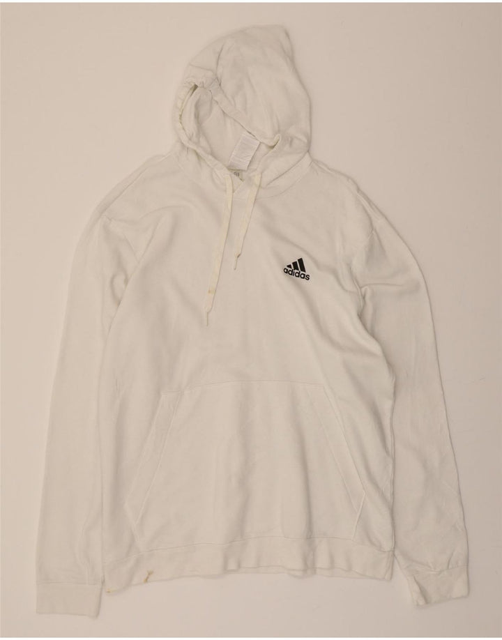 ADIDAS Mens Hoodie Jumper XL White Cotton Vintage Adidas and Second-Hand Adidas from Messina Hembry 