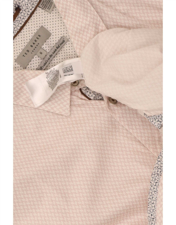 Camisa masculina Ted Baker tamanho 6 2XL algodão geométrico rosa