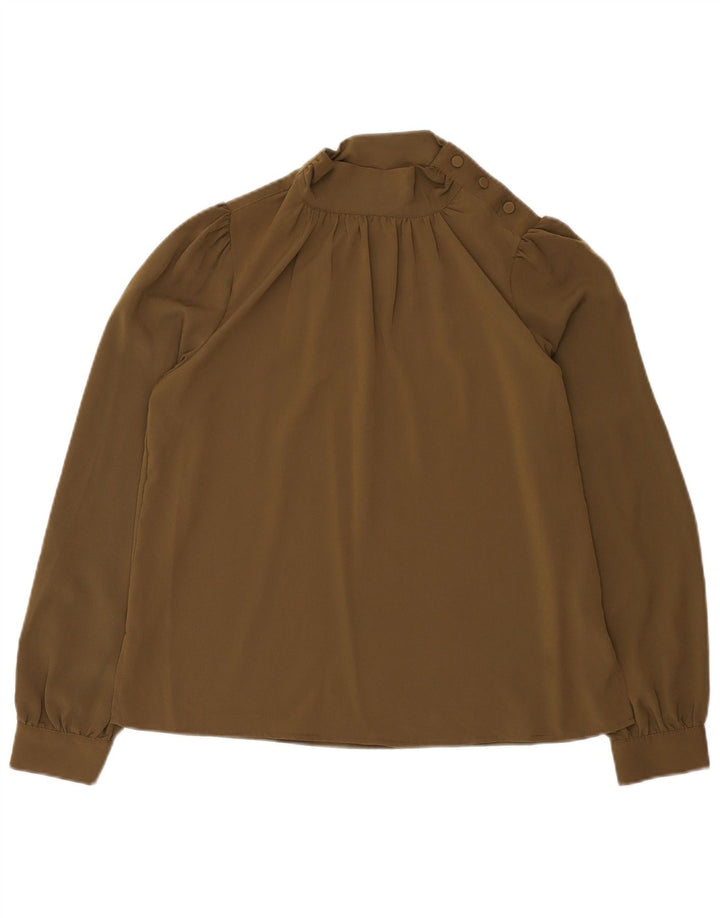Blusa feminina de ajuste relaxado French Connection Top UK 10 poliéster cáqui pequeno