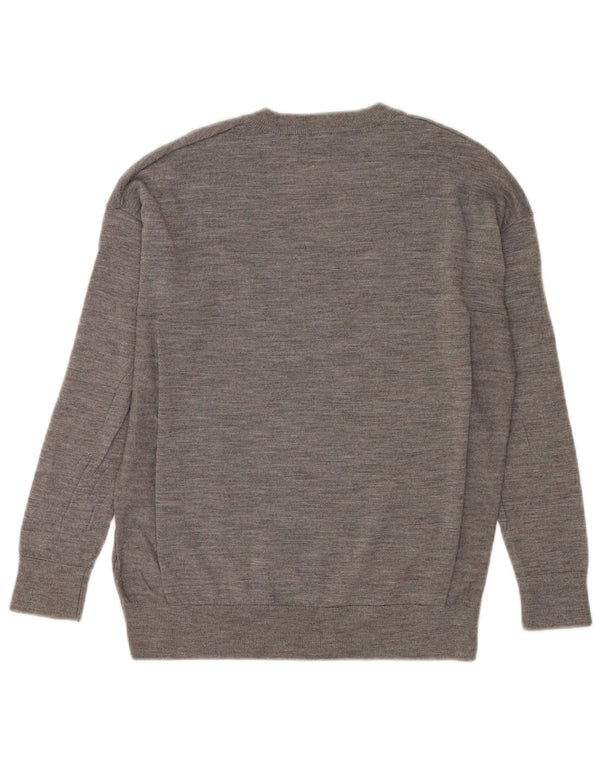 Suéter feminino Marks & Spencer com decote em V grande Reino Unido 6 XS cinza