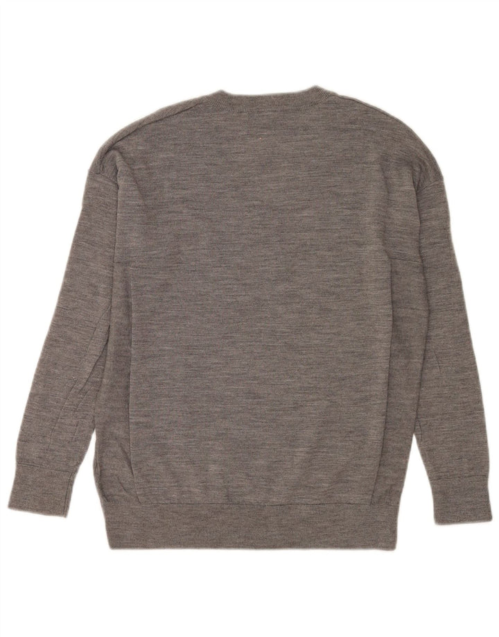 Suéter feminino Marks & Spencer com decote em V grande Reino Unido 6 XS cinza