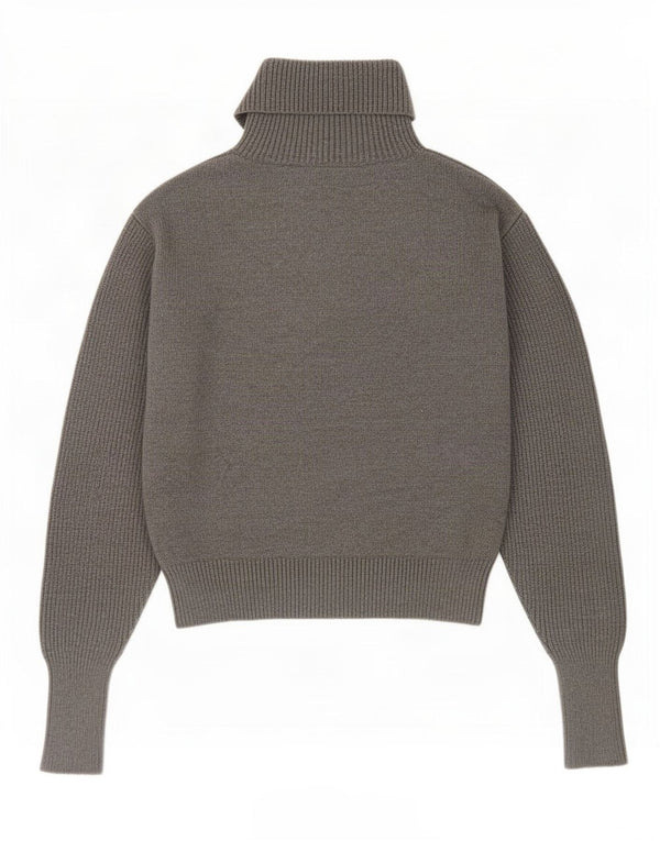 Suéter feminino Zara com zíper e gola alta Reino Unido 12 viscose cinza médio