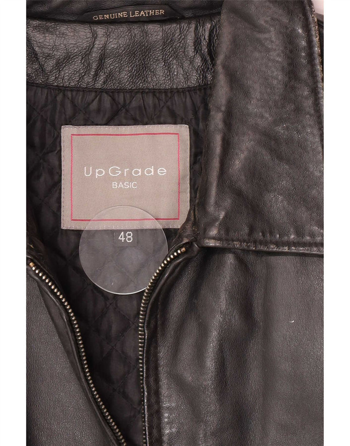 Jaqueta de couro masculina vintage IT 48 média preta