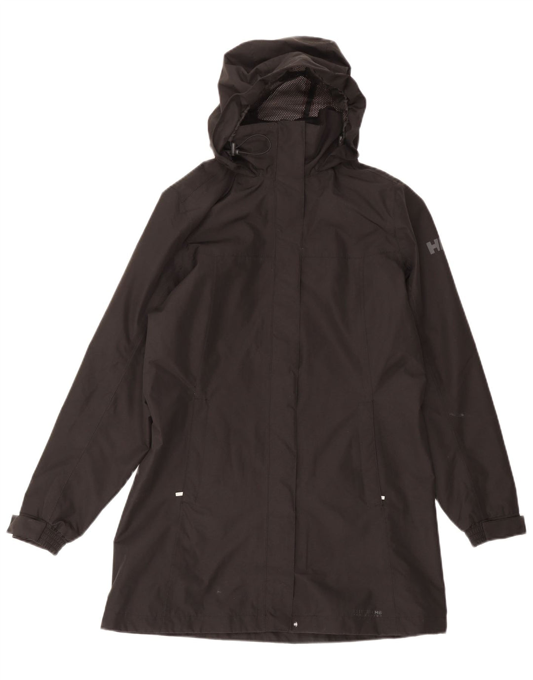 Casaco corta-vento feminino Helly Hansen com capuz UK 10 pequeno poliéster preto