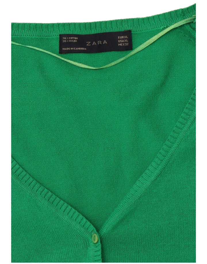 Suéter cardigã feminino ZARA Reino Unido 18 XL algodão verde