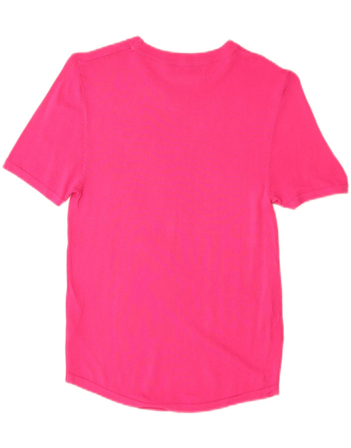 Suéter feminino ZARA de manga curta com gola canoa Reino Unido 8 pequeno rosa viscose