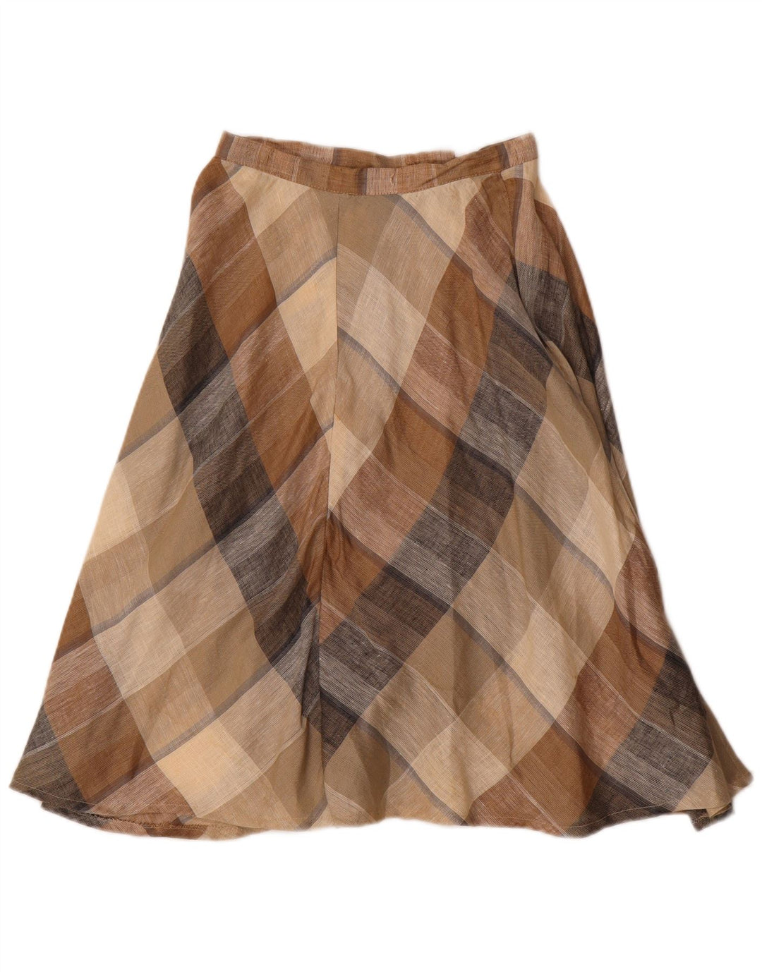 Saia vintage feminina linha A W24 XS xadrez marrom
