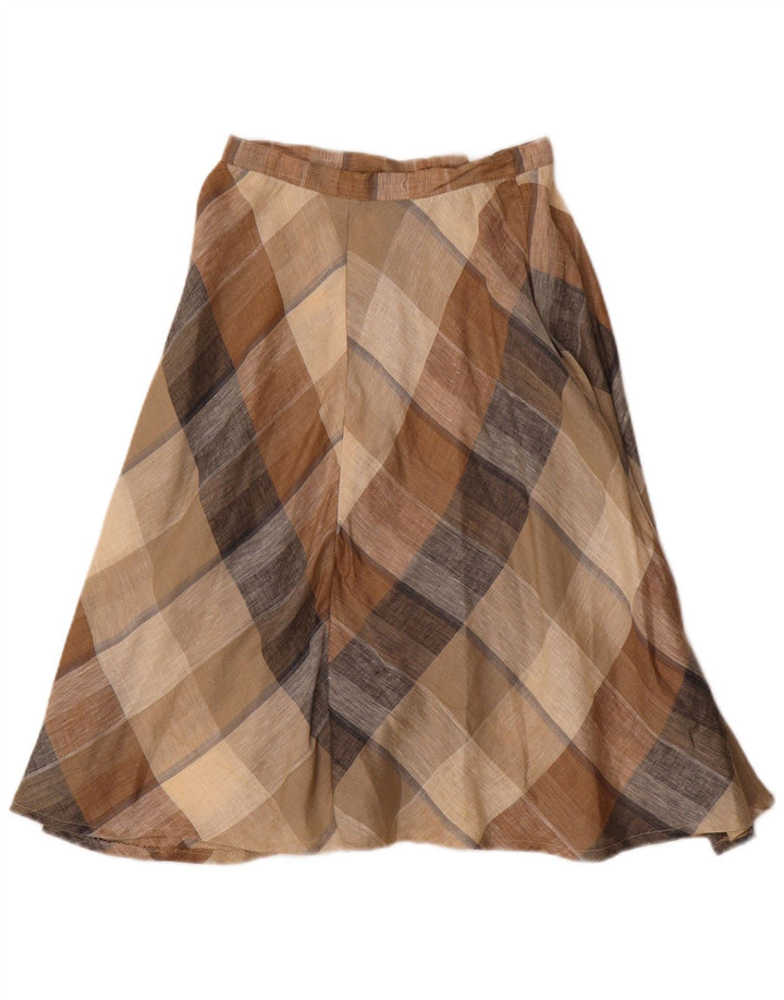Saia vintage feminina linha A W24 XS xadrez marrom