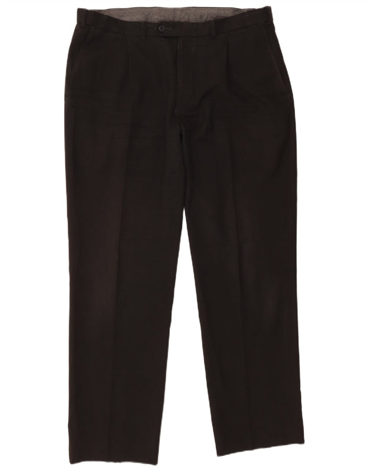 Calça masculina Marks & Spencer com pegged terno W36 L31 poliéster preto