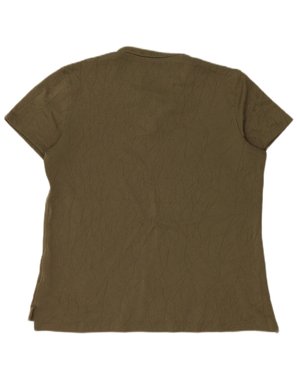 Nike Womens Dri Fit Standard Fit Polo Shirt UK 16 Large Khaki Geometric